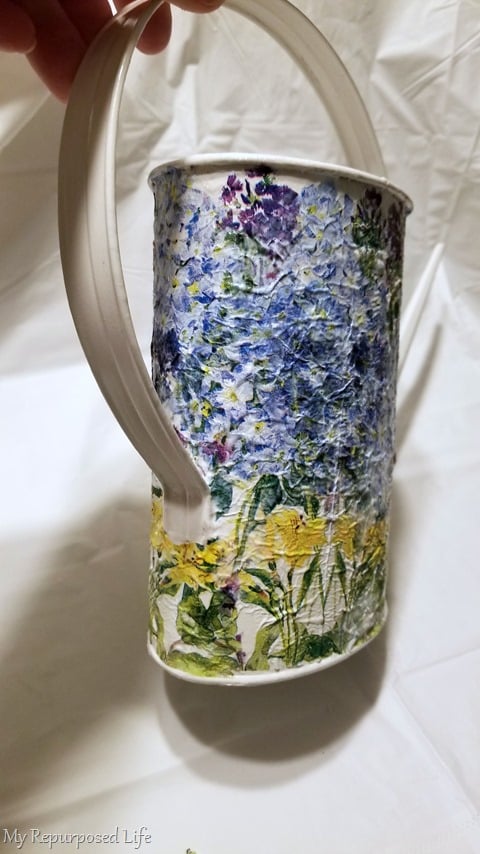 painted decoupage watering can