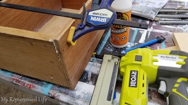 repair drawer with wood glue