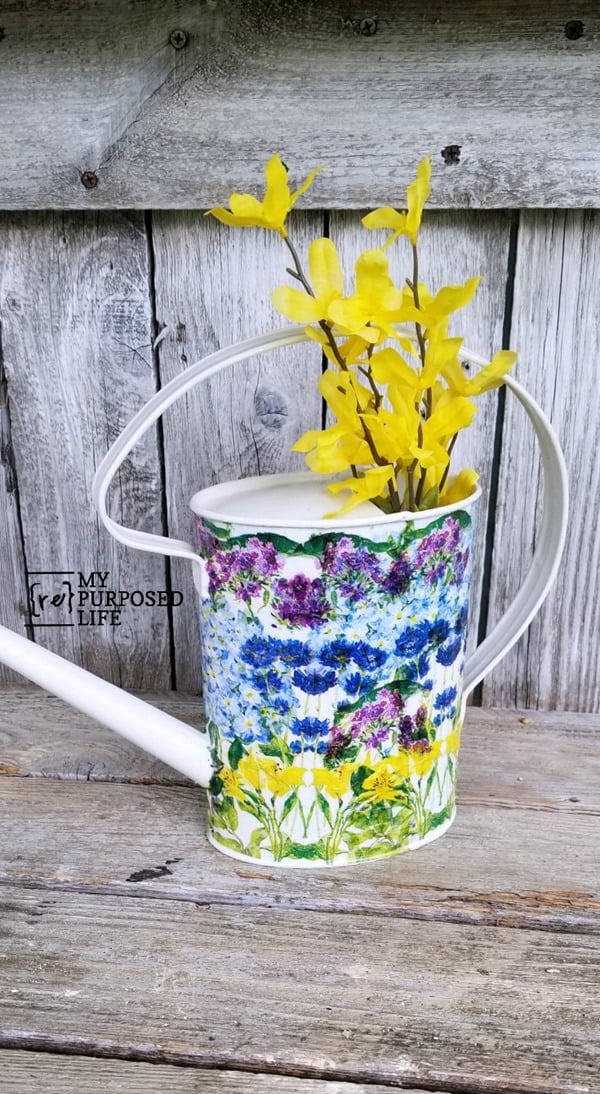 simple decoupage watering can project MyRepurposedLife