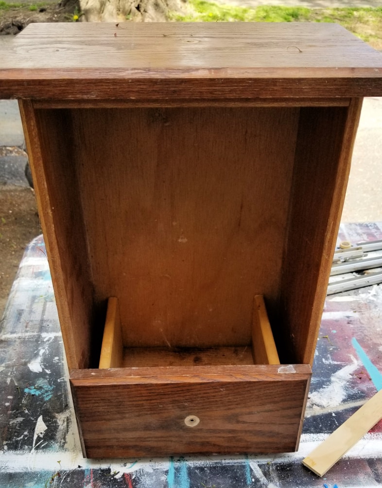small drawer in large drawer to make wall cabinet