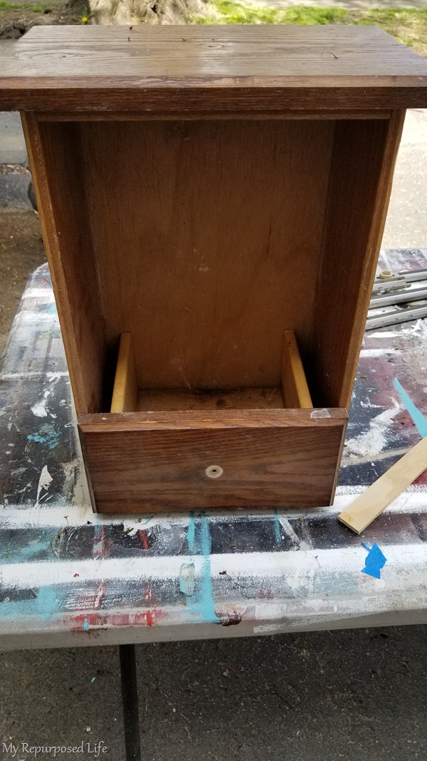 small drawer in large drawer to make wall cabinet