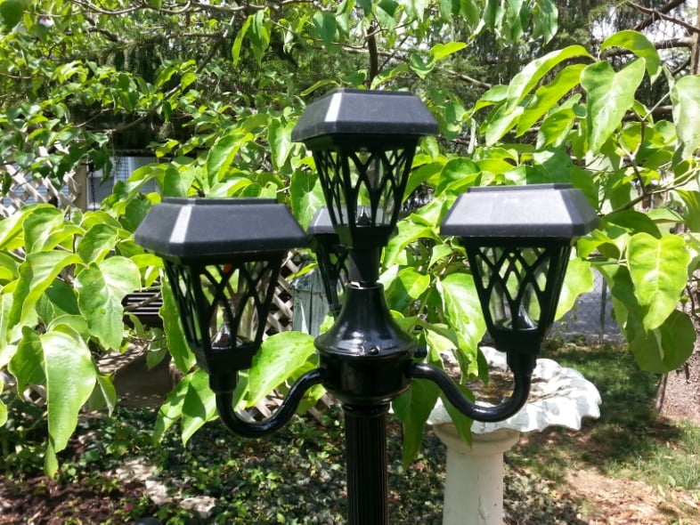 repurposed floor lamp into solar lighting