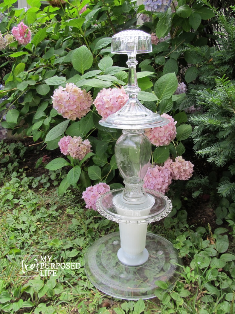 tall stacked glassware garden totem