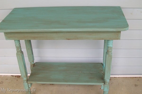 repurposed crib legs table