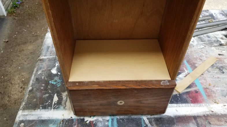testing fit of drawer and shelf