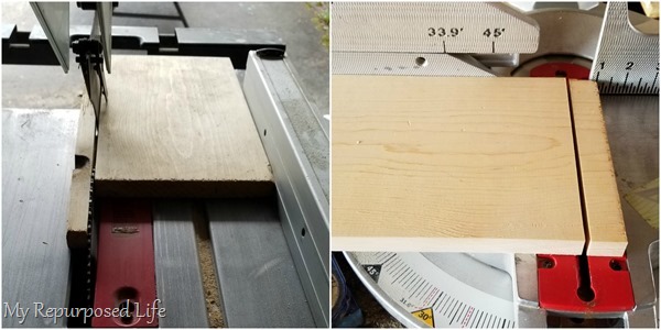 trim scrap board to size on saws