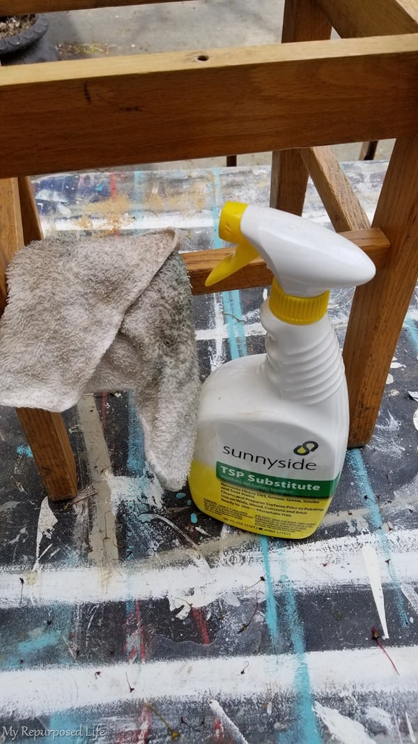 tsp cleans grime off of school chairs to make bench