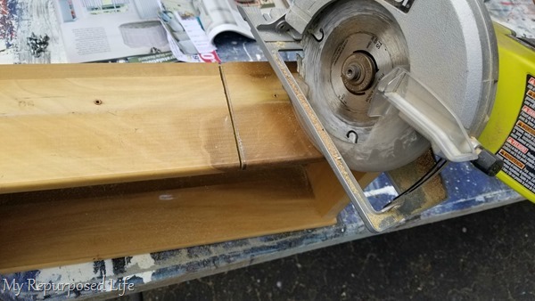 use circular saw to cut drawer down to size
