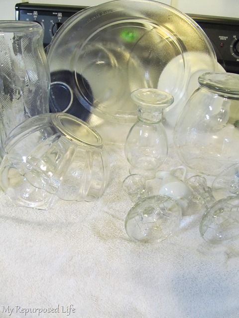 wash and dry repurposed glassware