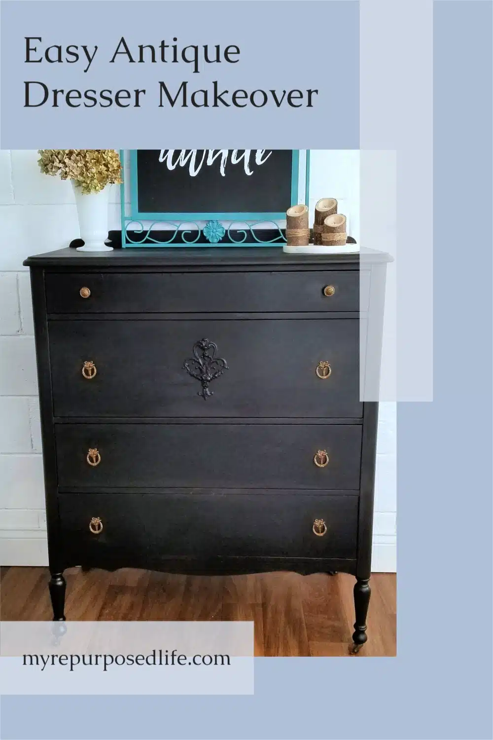 Yes, I painted it. Free furniture is anything goes around here. Only family heirlooms get restored. Tips on painting old furniture by hand and spray painting hardware. Casters? Yep, how to clean them too. Don't you agree the old gal looks great all dressed in black? #MyRepurposedLife #furniture #makeover via @repurposedlife