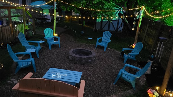 backyard camper retreat at night MyRepurposedLife