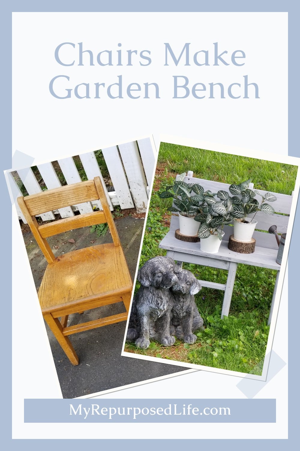 Do you ever have one of those projects you just want to put aside and forget it? This was an easy build, the struggle was the paint. It started out as a kid's bench, but ended up being a bench for the garden. That's when I finally knew what color it should be. #MyRepurposedLife #repurposed #chairs #furniture #garden #bench via @repurposedlife