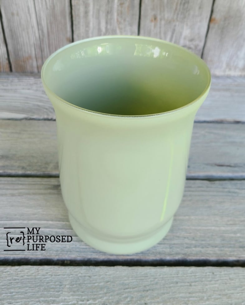 green spray painted glass vase MyRepurposedLife