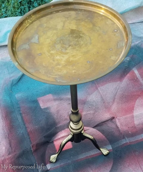 spray paint small brass table upright