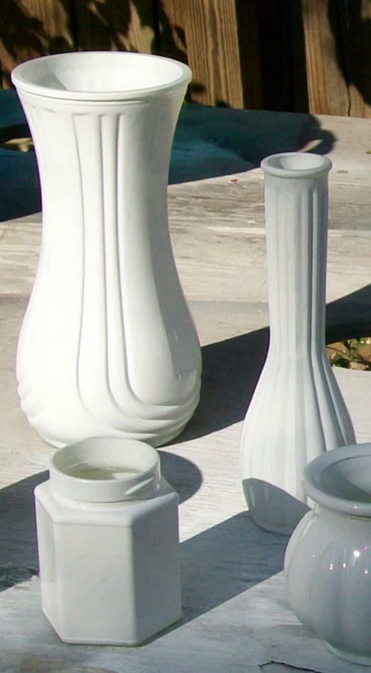 spray painting glassware from the thrift store