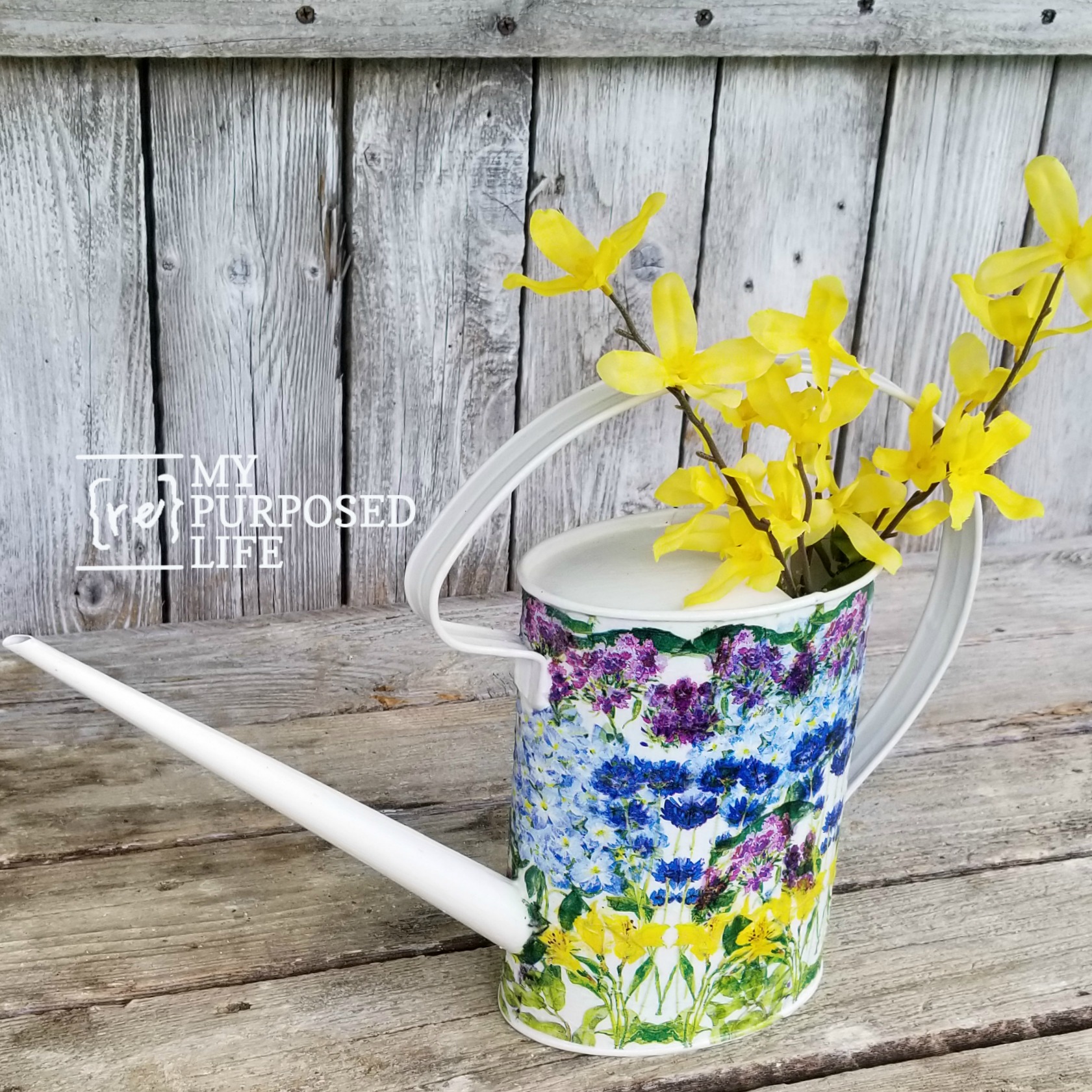 simple decoupage watering can project My Repurposed Life®