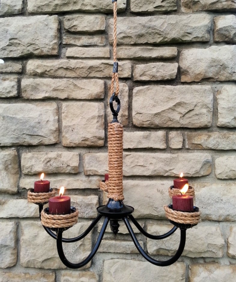black rope chandelier candelabra