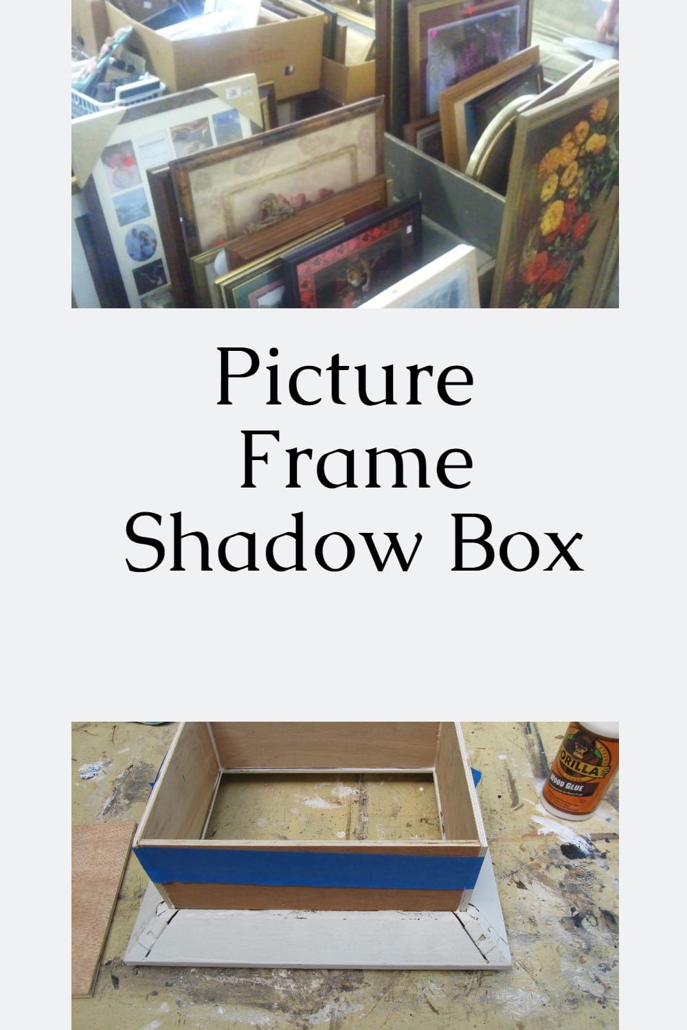 This easy shadow box project is made by assembling the piece with wood glue. No nails needed! You can even by the small plywood (hobby) boards at a craft store. Step by step directions so you can turn a picture frame into an easy shadow box project! #MyRepurposedLife #repurposed #pictureframe #shadowbox via @repurposedlife