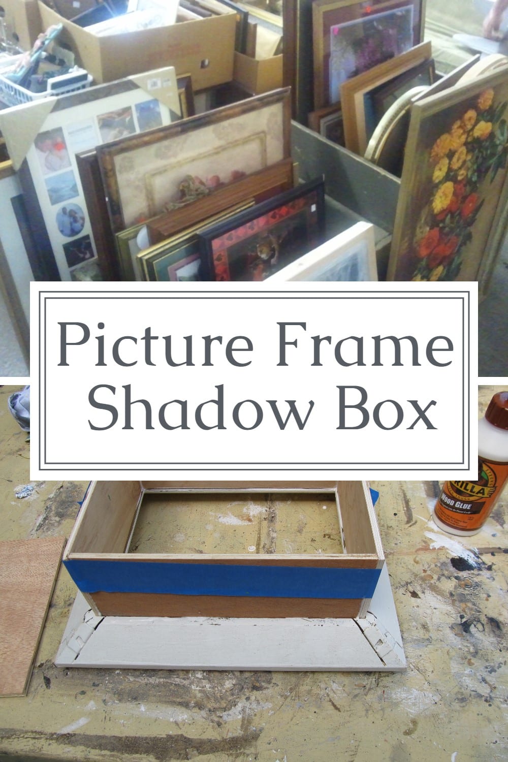 This easy shadow box project is made by assembling the piece with wood glue. No nails needed! You can even by the small plywood (hobby) boards at a craft store. Step by step directions so you can turn a picture frame into an easy shadow box project! #MyRepurposedLife #repurposed #pictureframe #shadowbox via @repurposedlife