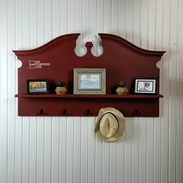 headboard wall shelf with hooks