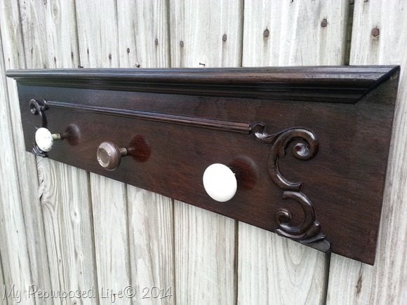 wall shelf with hooks made from drawer front