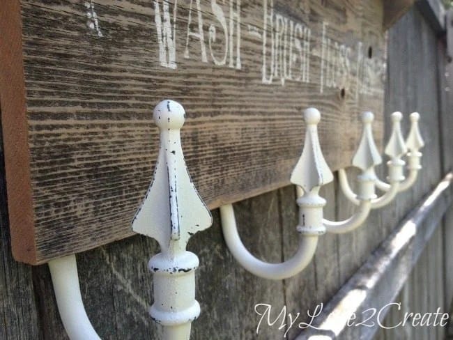 towel rack made with curtain tie backs