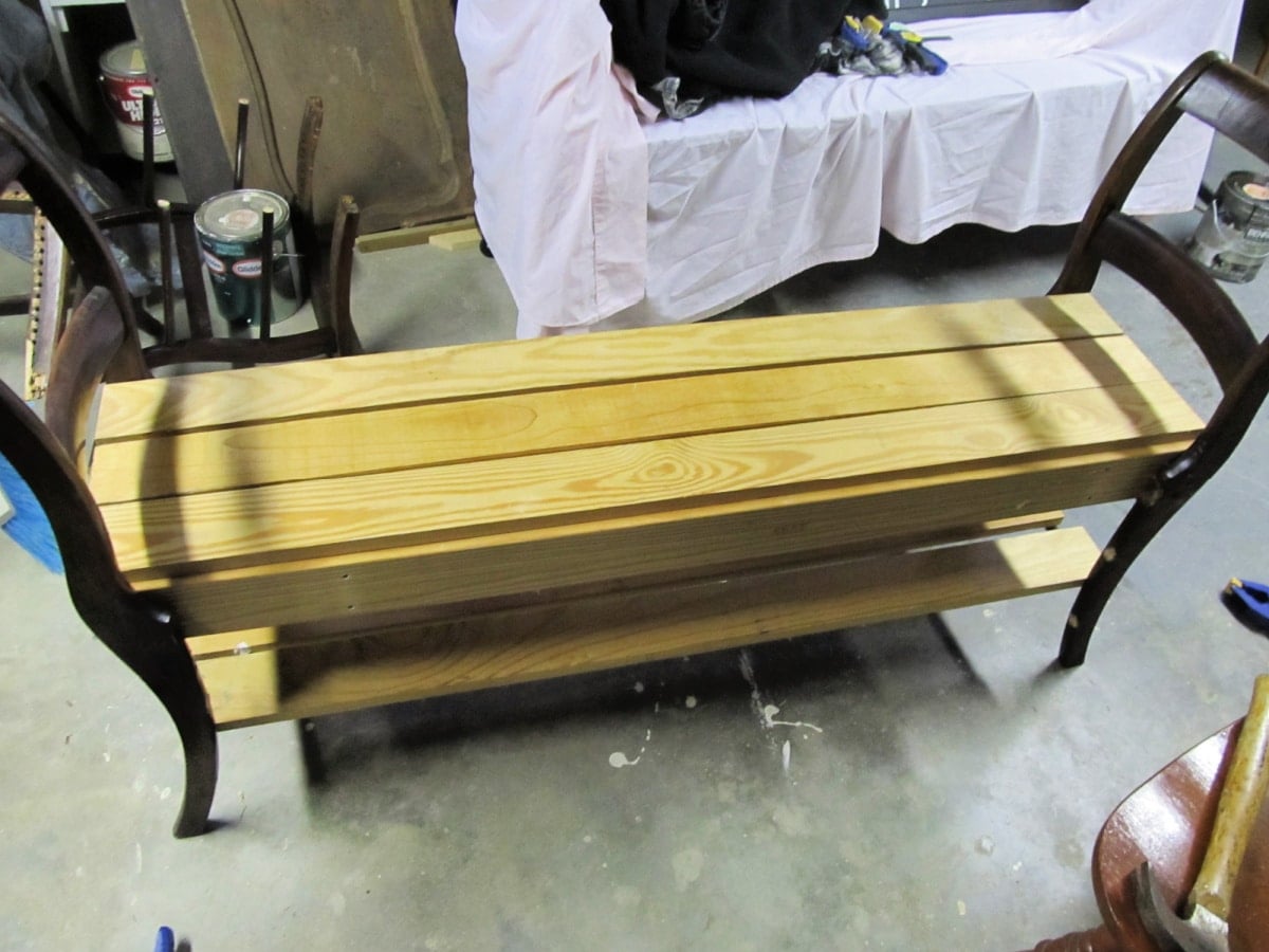 adding a seat to the double chair bench