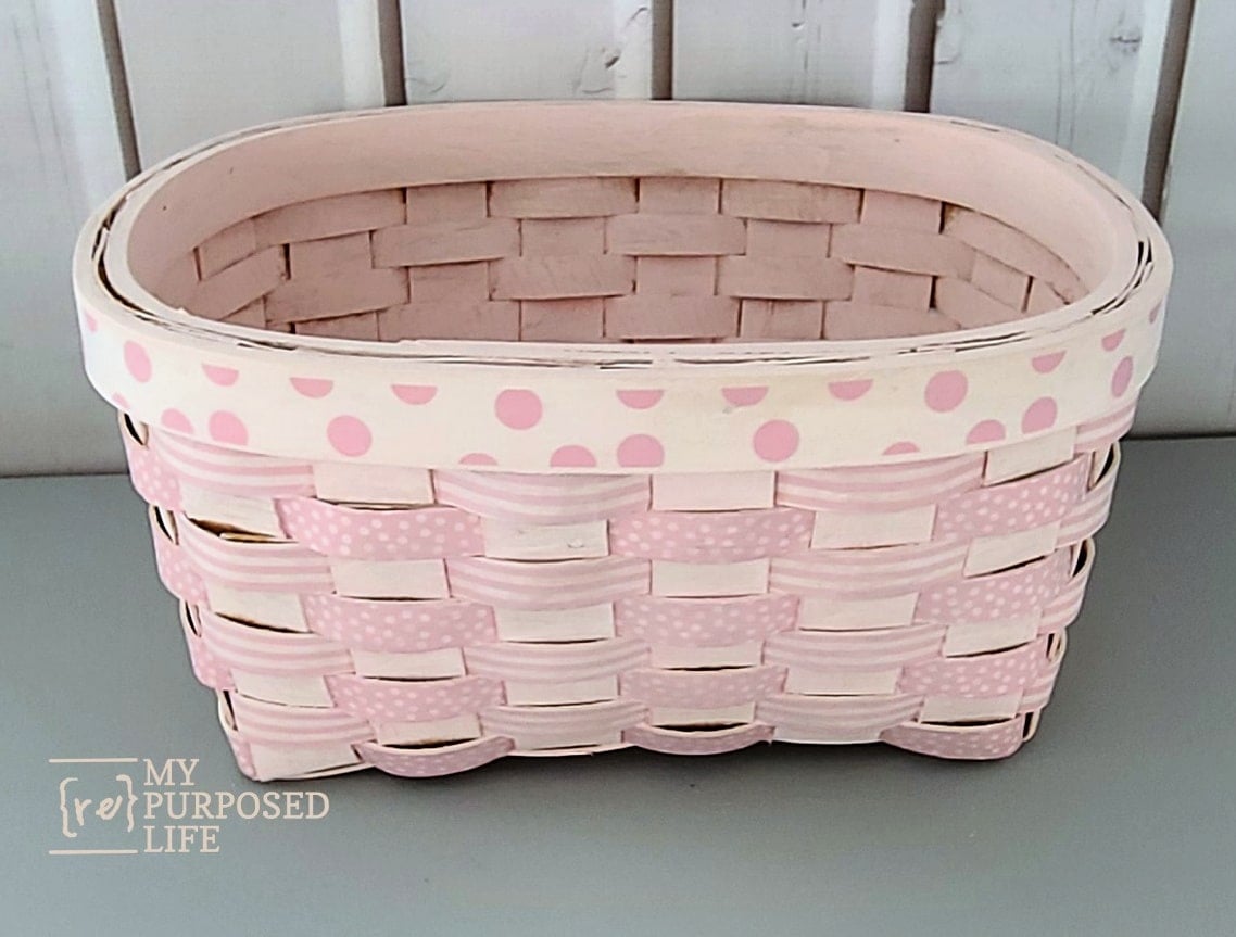 cute washi tape basket pink for baby girl MyRepurposedLife