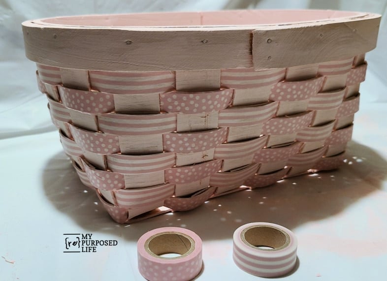how to add pink washi tape to a basket MyRepurposedLife