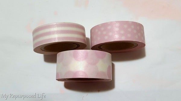 pink washi tape with stripes and polka dots