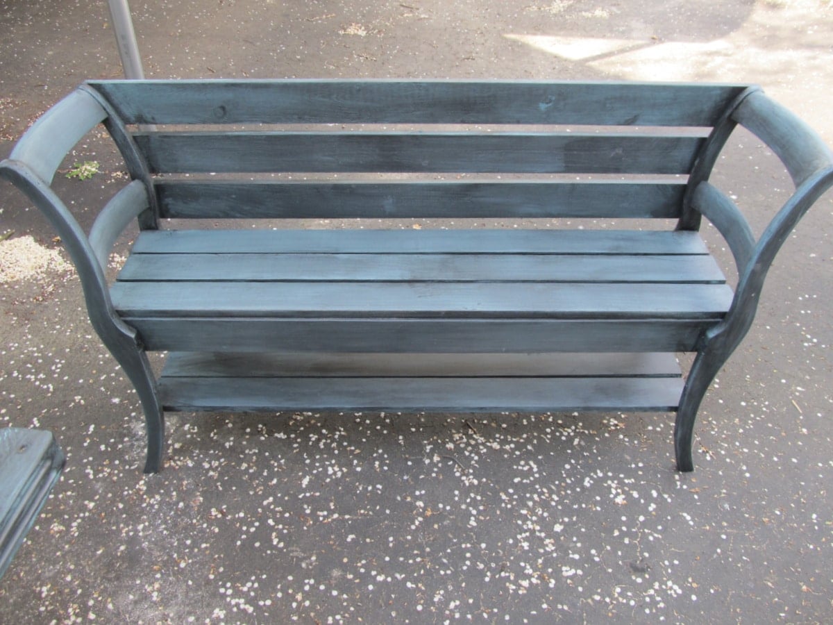 pretty blue double chair bench