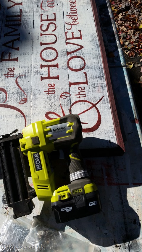 secure frame to diy rustic sign