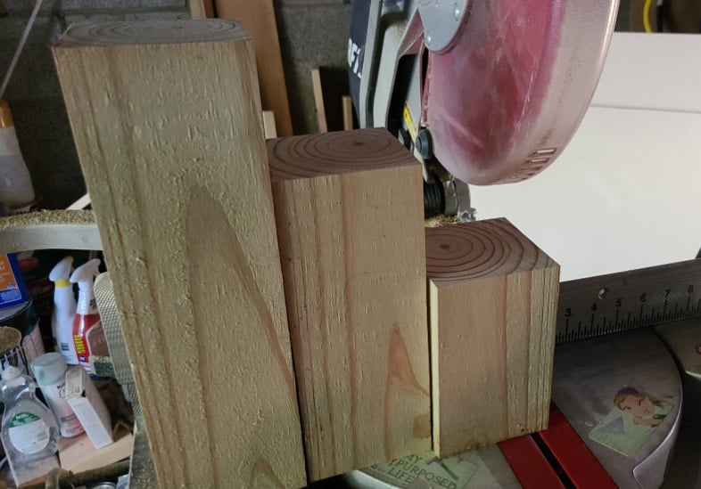 three 4x4 posts in various sizes
