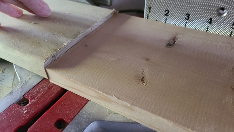deck board and 1x6 resting next to each other