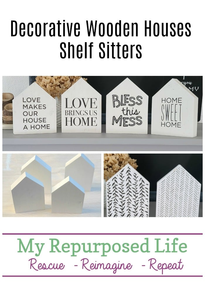 How to make decorative wooden houses out of scrap wood pieces. Tips for painting, stenciling styling and more. Easy project to do in an afternoon. Great idea for neighbor or teacher gifts! #MyRepurposedLife #scrapwood #easy #diy #project #homedecor via @repurposedlife