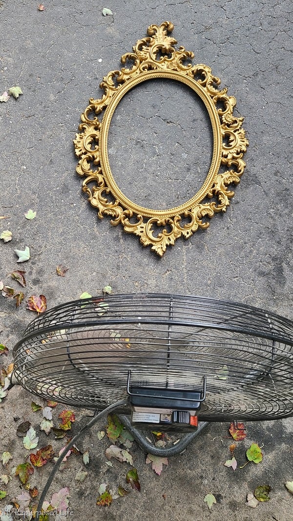 dry ornate frame with industrial fan