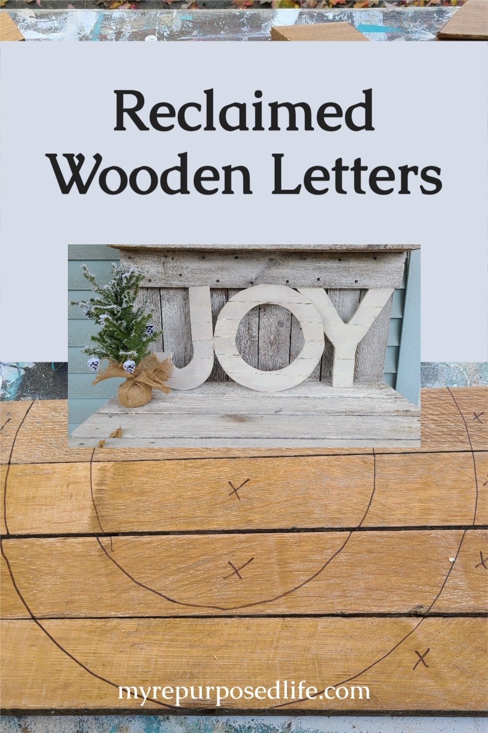 How to make Joy Christmas letters out of reclaimed oak flooring. Tips on gluing the pieces together, painting and more. Fairly quick project. #MyRepurposedLife #repurposed #reclaimed #oakflooring #Christmas #JOY via @repurposedlife