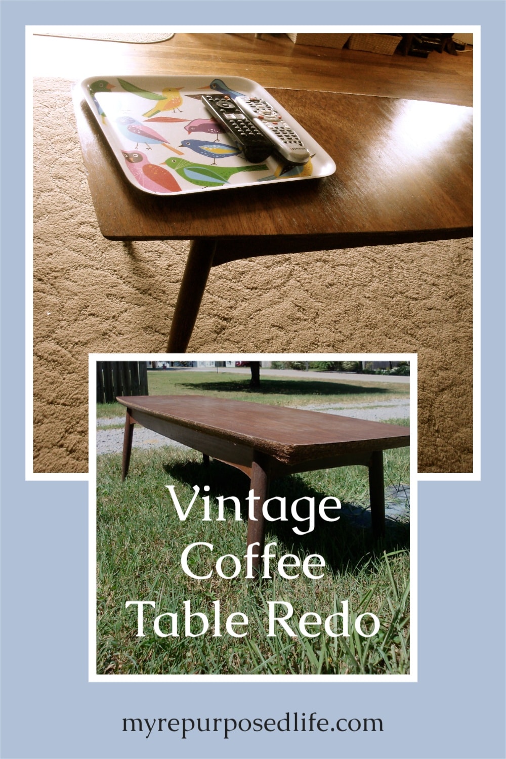 How to give a damaged vintage coffee table a new top and a new lease on life! Ten years later, the table is still hanging in there in it's new home. The table is probably going on 60-70 years old! They don't make them like this anymore. #myrepurposedlife #table #makeover via @repurposedlife