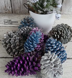 Colorful Glittered Pine Cones