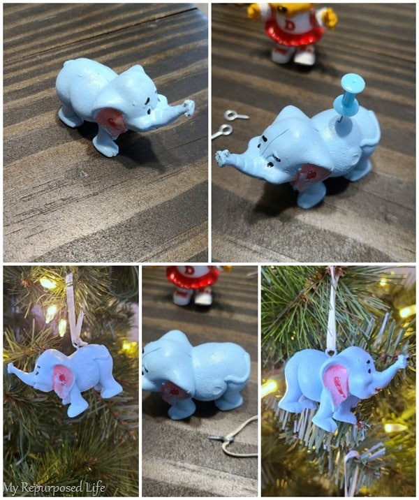 placement of eye hook on happy meal toy ornament