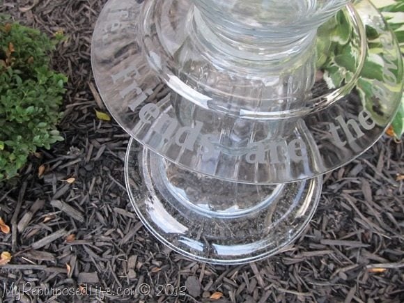 etched glass garden totem