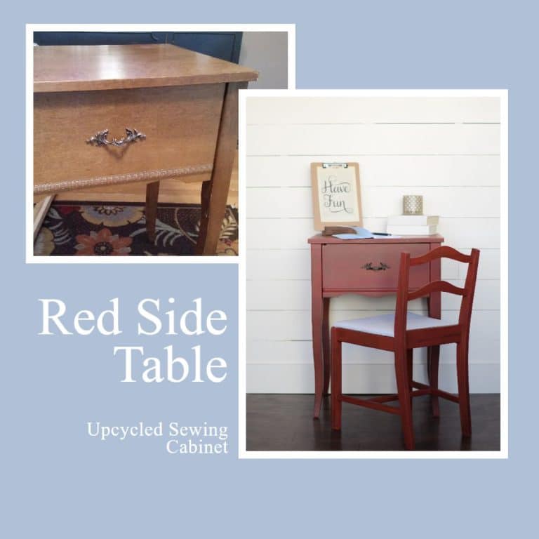 Red Side Table | repurposed sewing cabinet