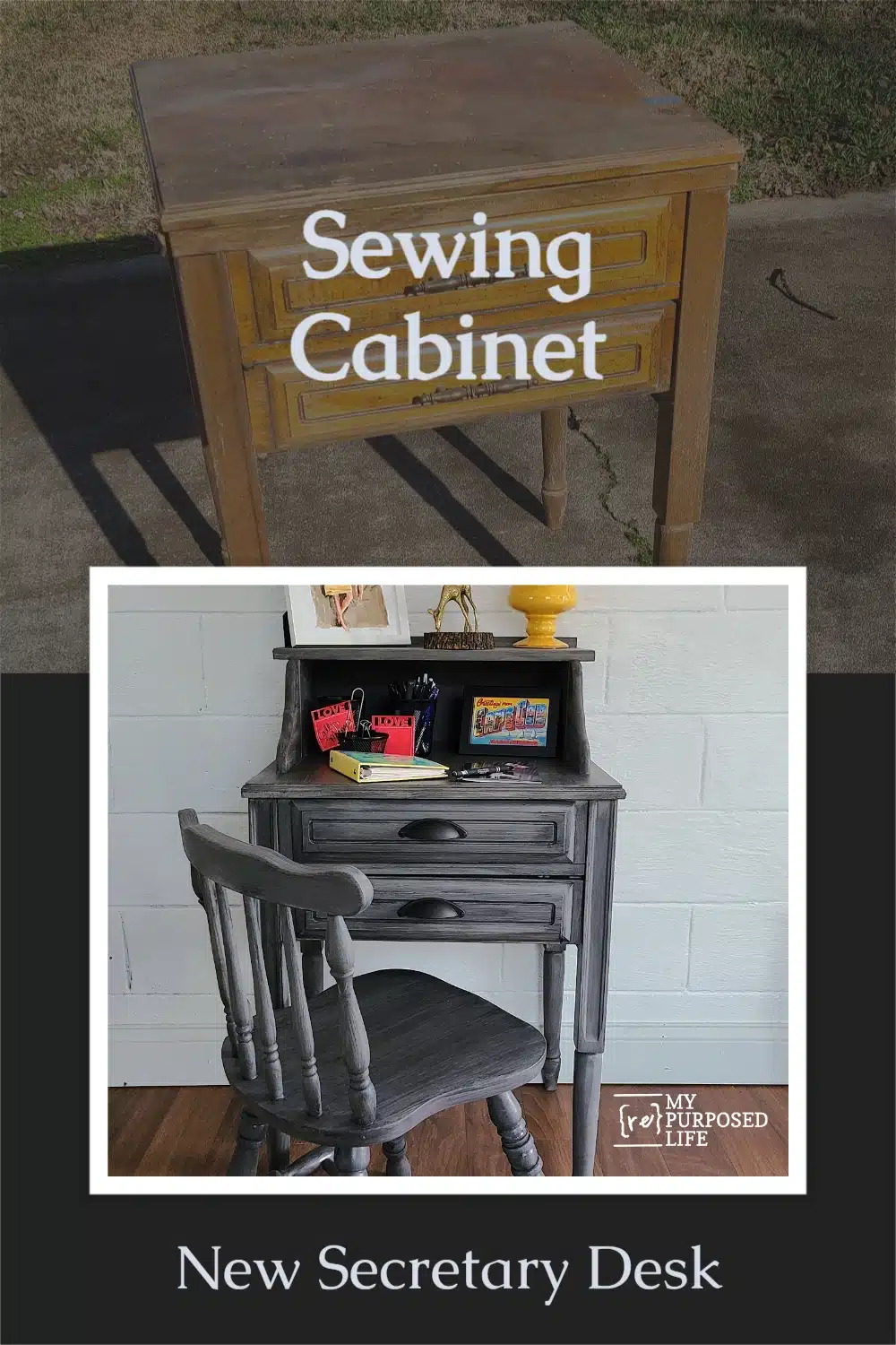 Step by step directions on how to make a secretary desk from an unwanted sewing cabinet. Perfect for laptop, or bill paying center. Tips for building and painting. #MyRepurposedLife #repurposed #upcycle #sewingcabinet #secretary via @repurposedlife  via @repurposedlife