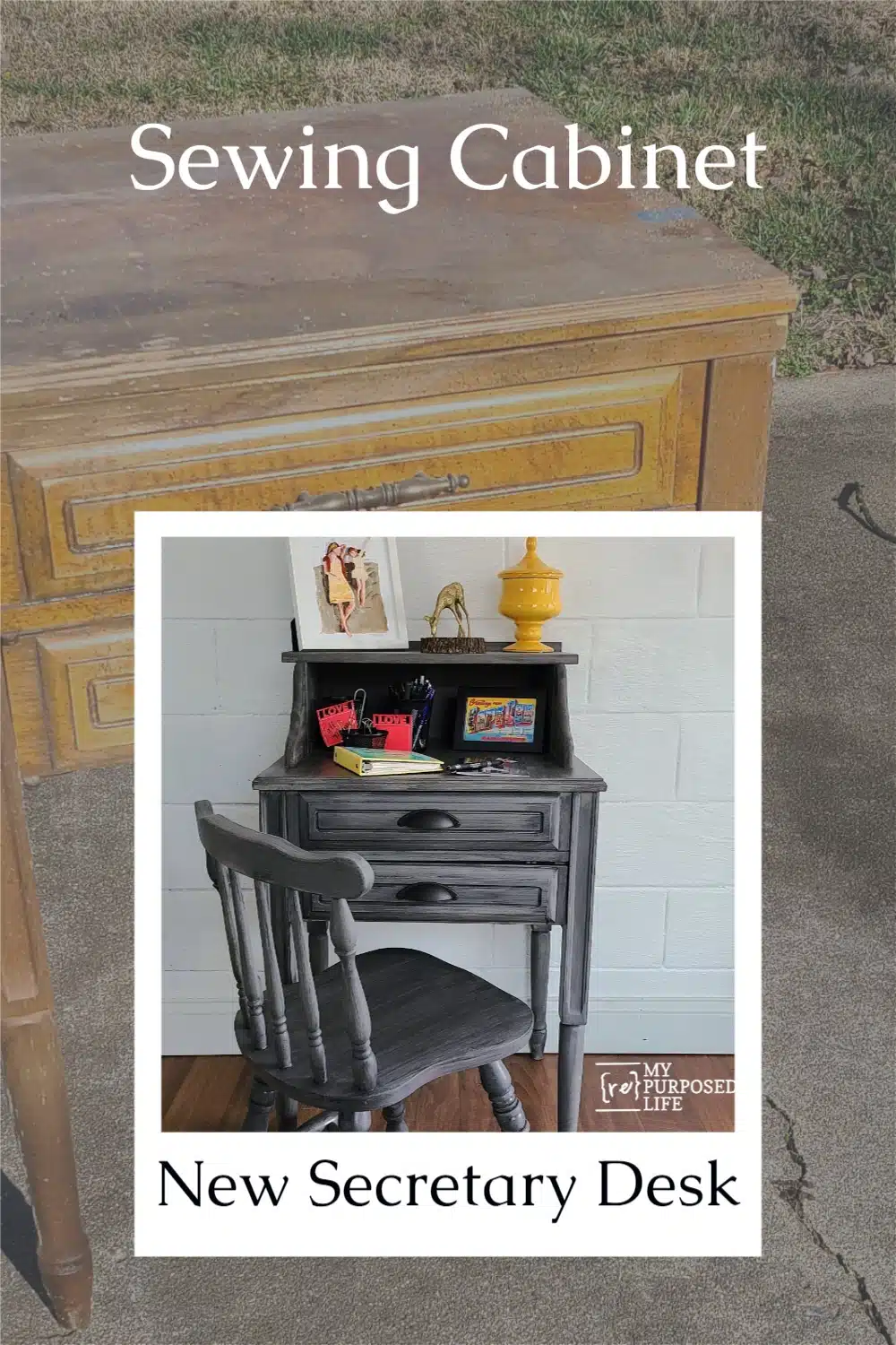 Step by step directions on how to make a secretary desk from an unwanted sewing cabinet. Perfect for laptop, or bill paying center. Tips for building and painting. #MyRepurposedLife #repurposed #upcycle #sewingcabinet #secretary via @repurposedlife  via @repurposedlife