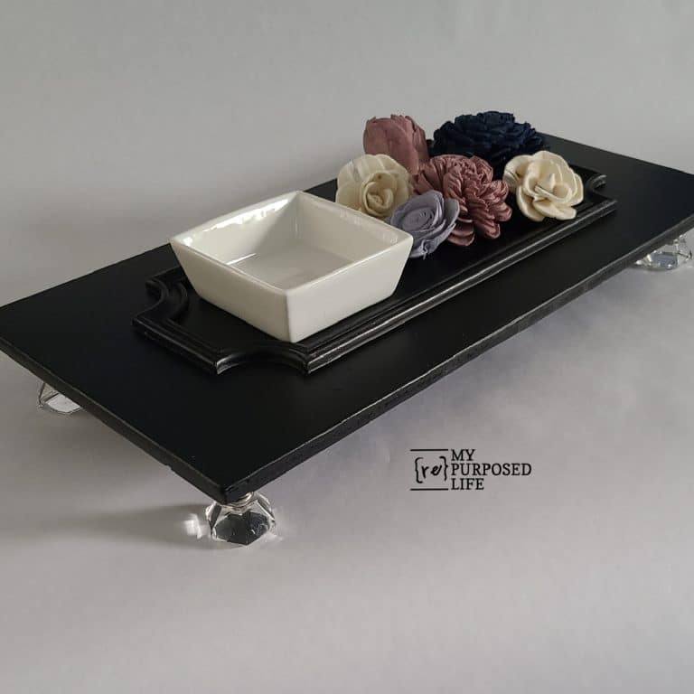 Repurposed Cabinet Door Vanity Tray