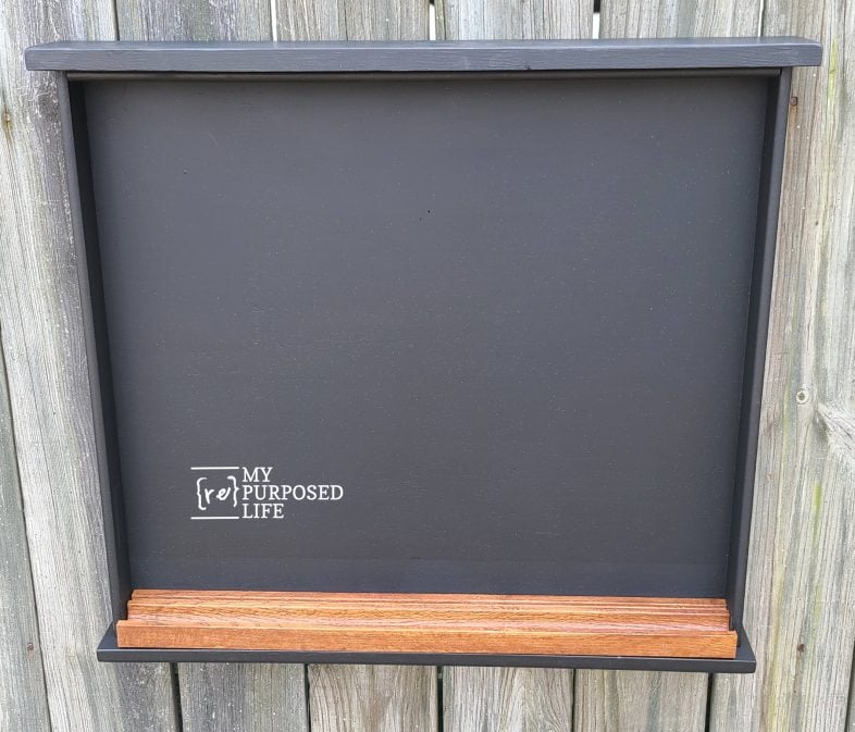 testing tray fit on desk drawer chalkboard