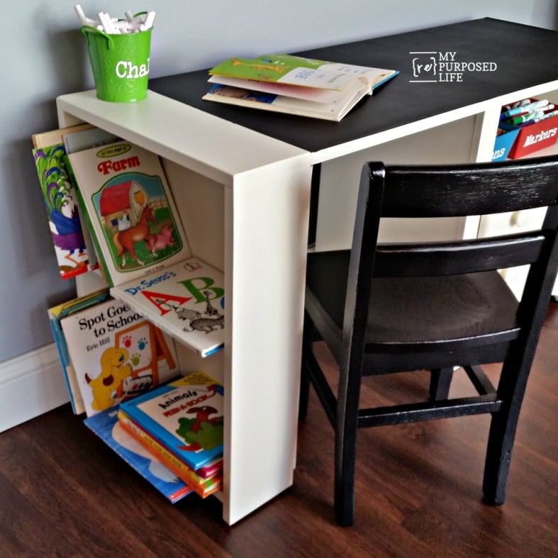 MyRepurposedLife kids chalkboard desk made from repurposed nightstand