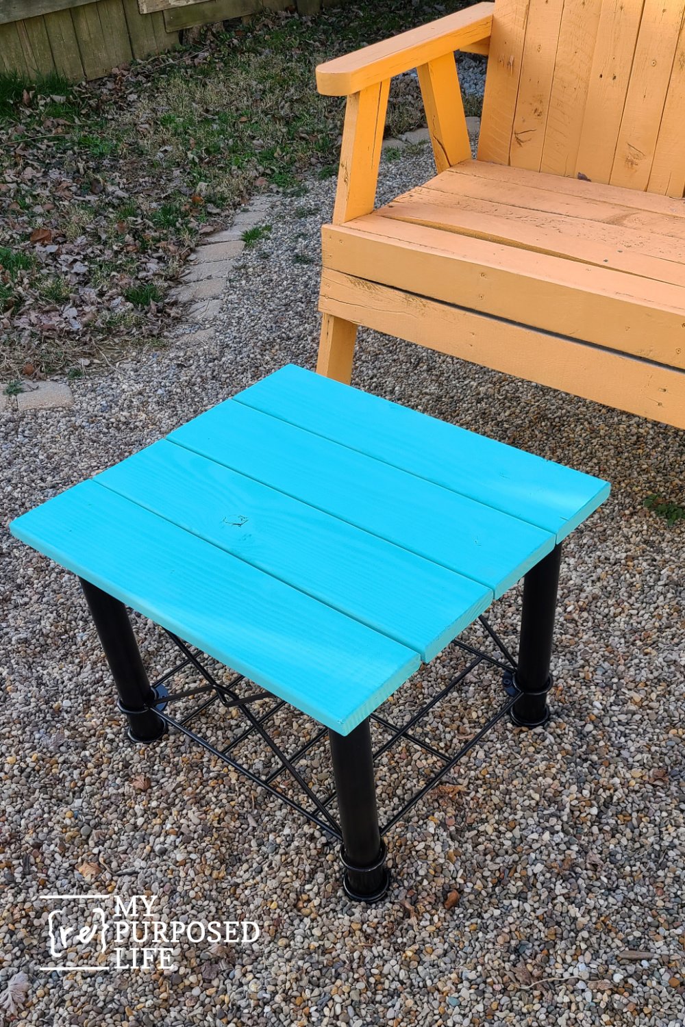 Use an upcycled metal table frame to make a very colorful and useful table for an outdoor space. It's easier than you think. I'll show you how. #MyRepurposedLife #repurposed #upcycled #metal #table via @repurposedlife