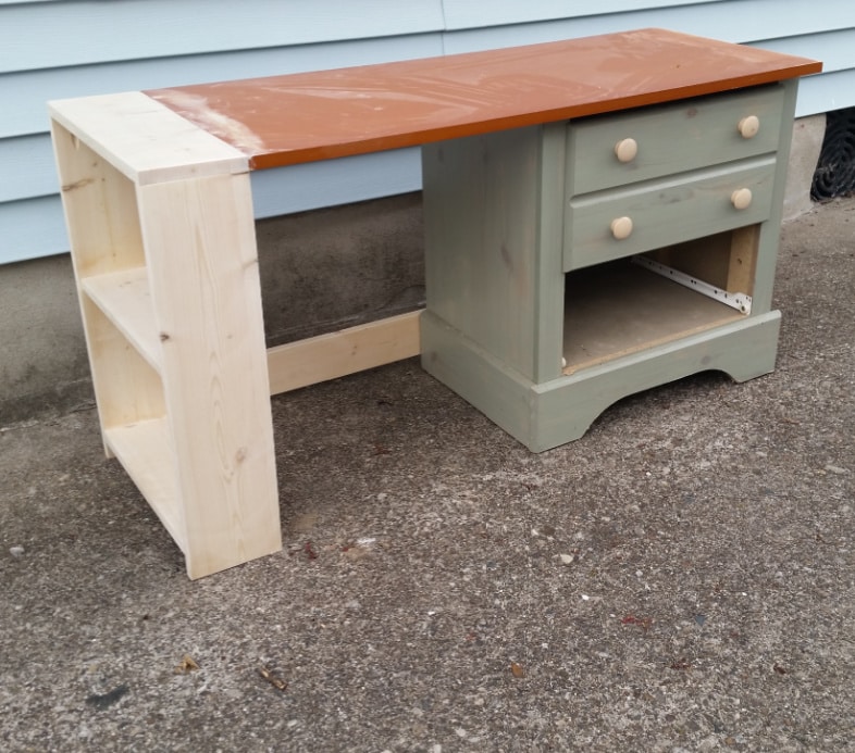 diy nightstand desk in progress but not painted