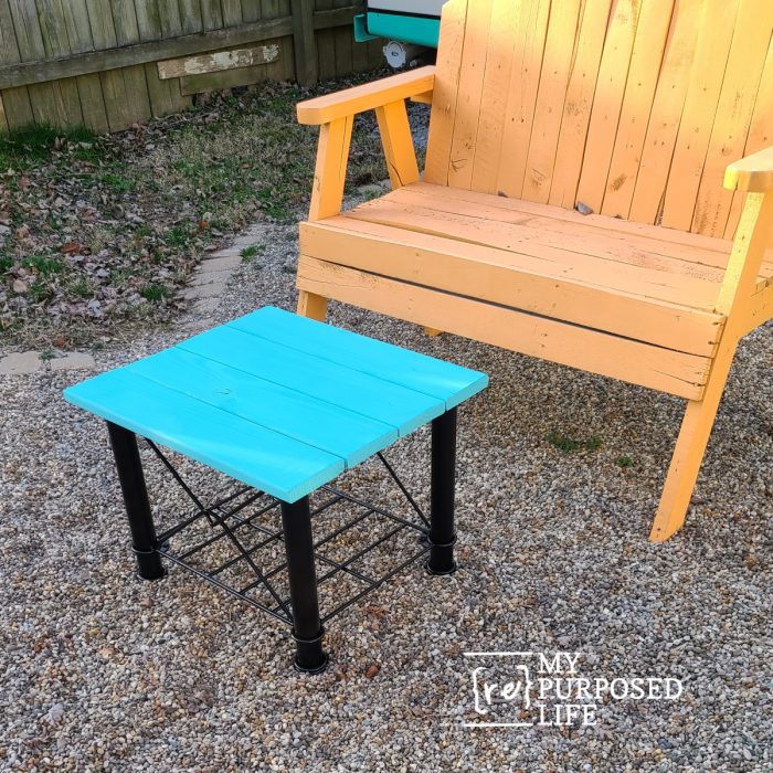 upcycled metal table | outdoor coffee table